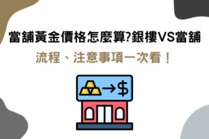 當舖黃金價格怎麼算？銀樓 VS 當舖比較，流程與注意事項一次看，圖示為店面與黃金兌現符號